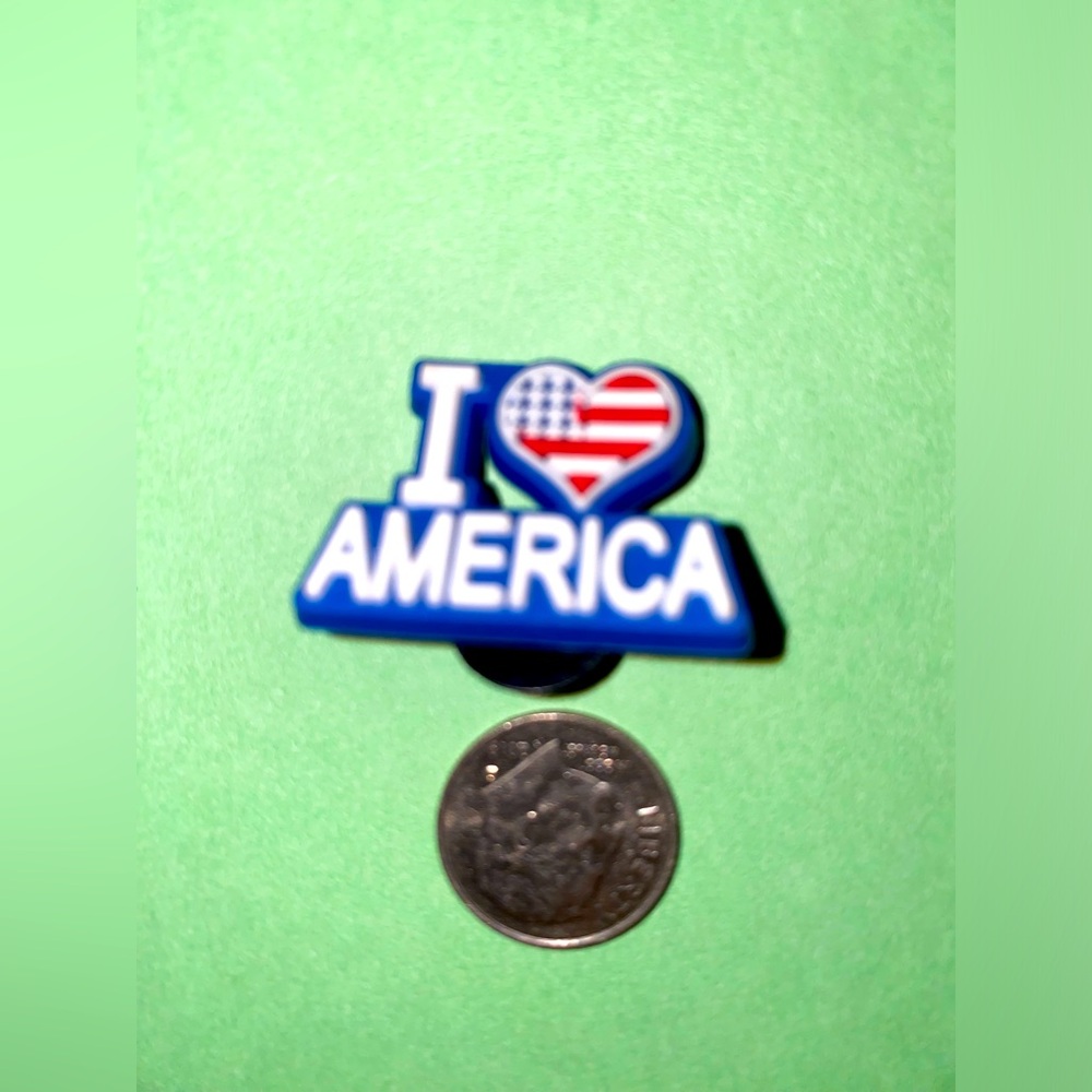 (10 for $15) I ♥️ (Love) America USA Flag theme Crocs Shoe Charms